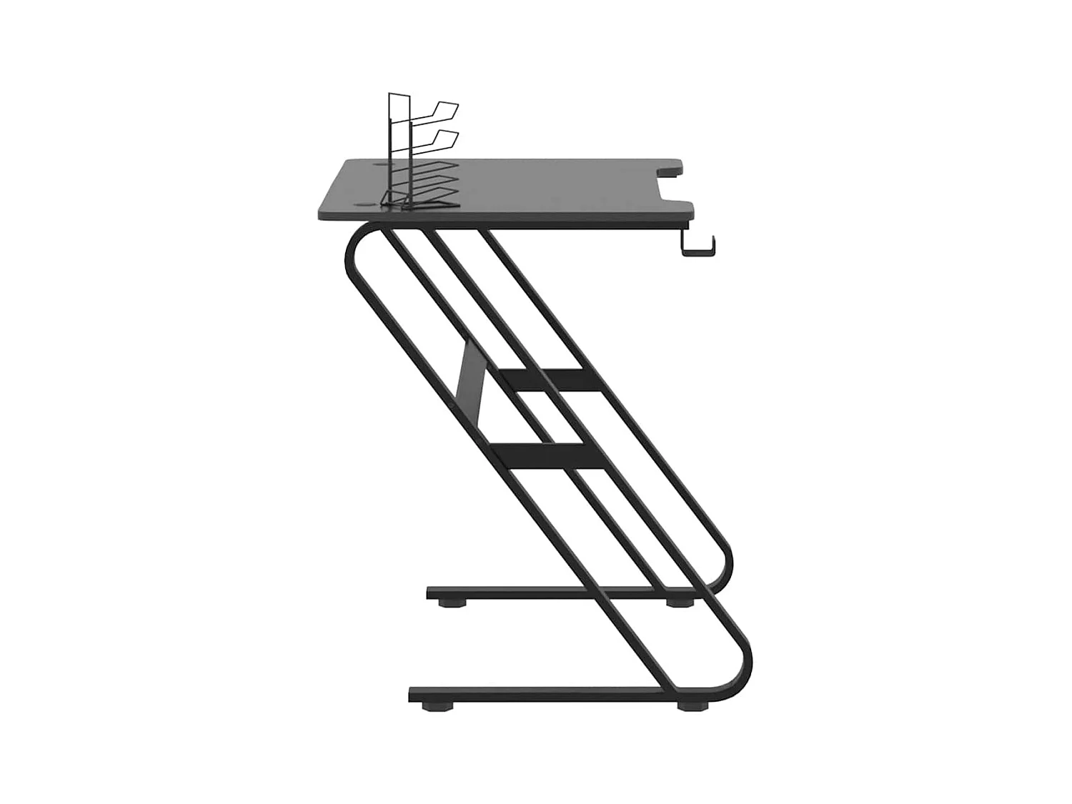 Gamingbureau met ZZ-vormige poten, zwart, 90x60x75 cm