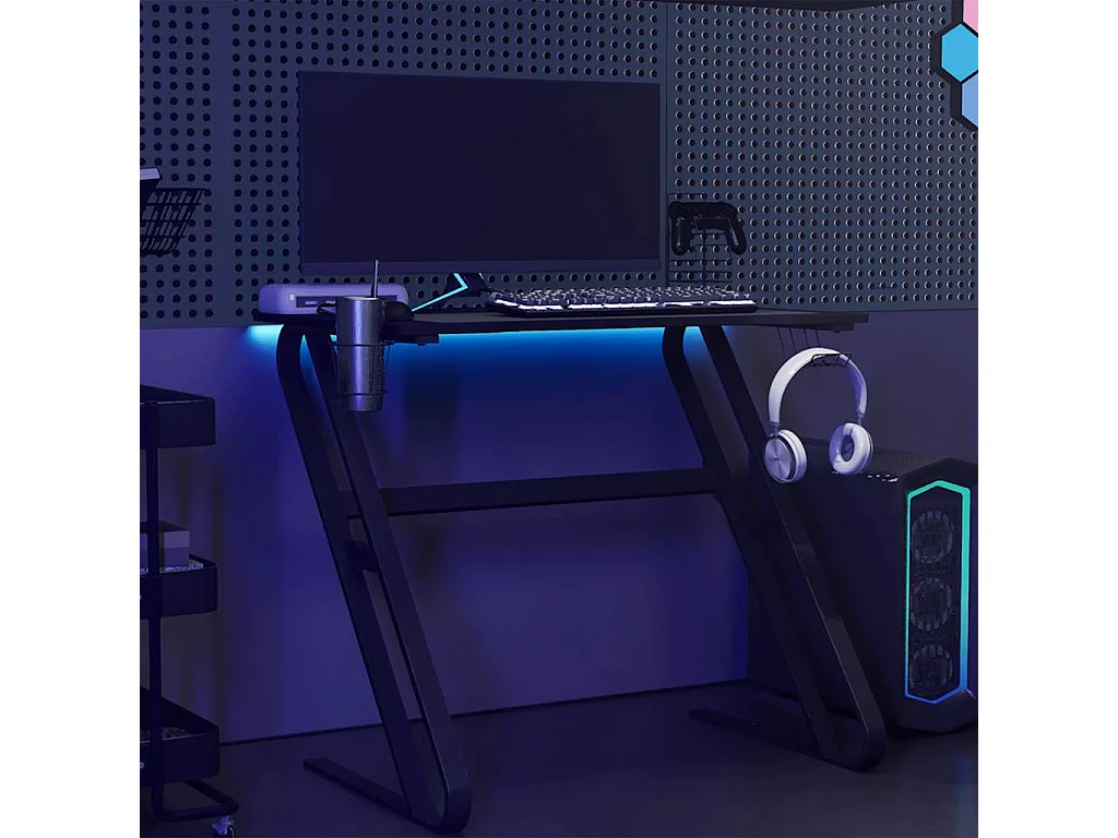 Escritorio Gaming con Patas en Forma de ZZ Negro 90x60x75 cm