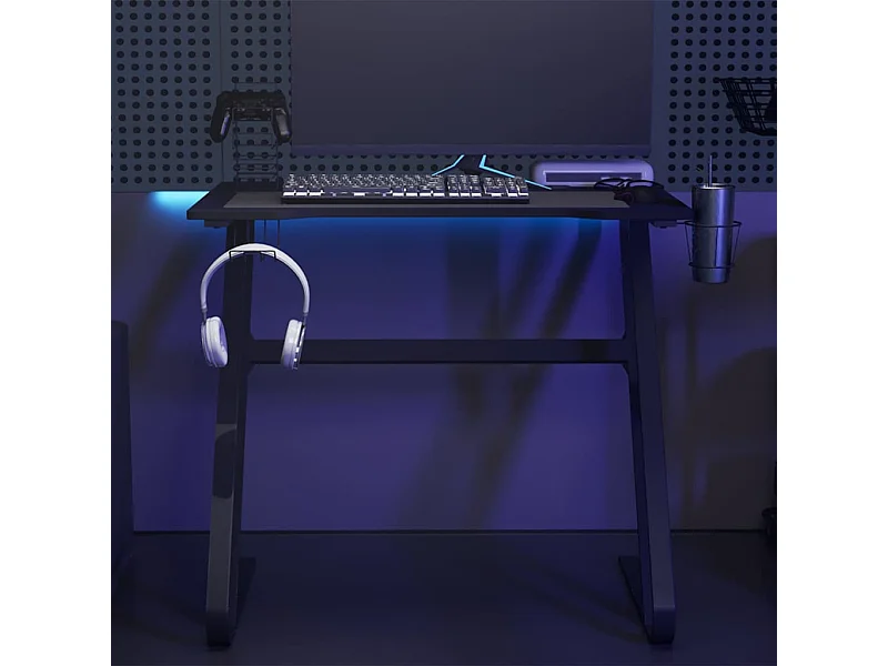 Scrivania da gioco con gambe a forma di ZZ nera 90x60x75 cm