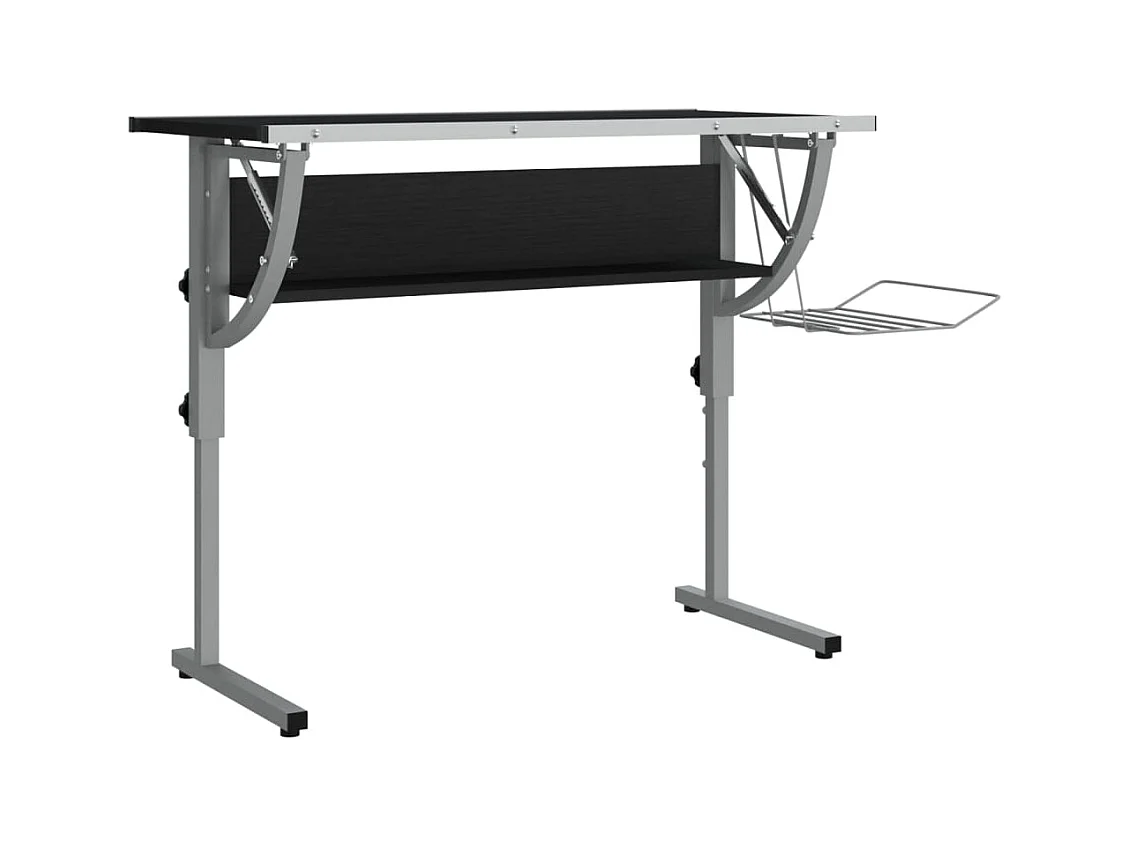 Escritorio de manualidades negro y gris 110x53x(58-87) cm