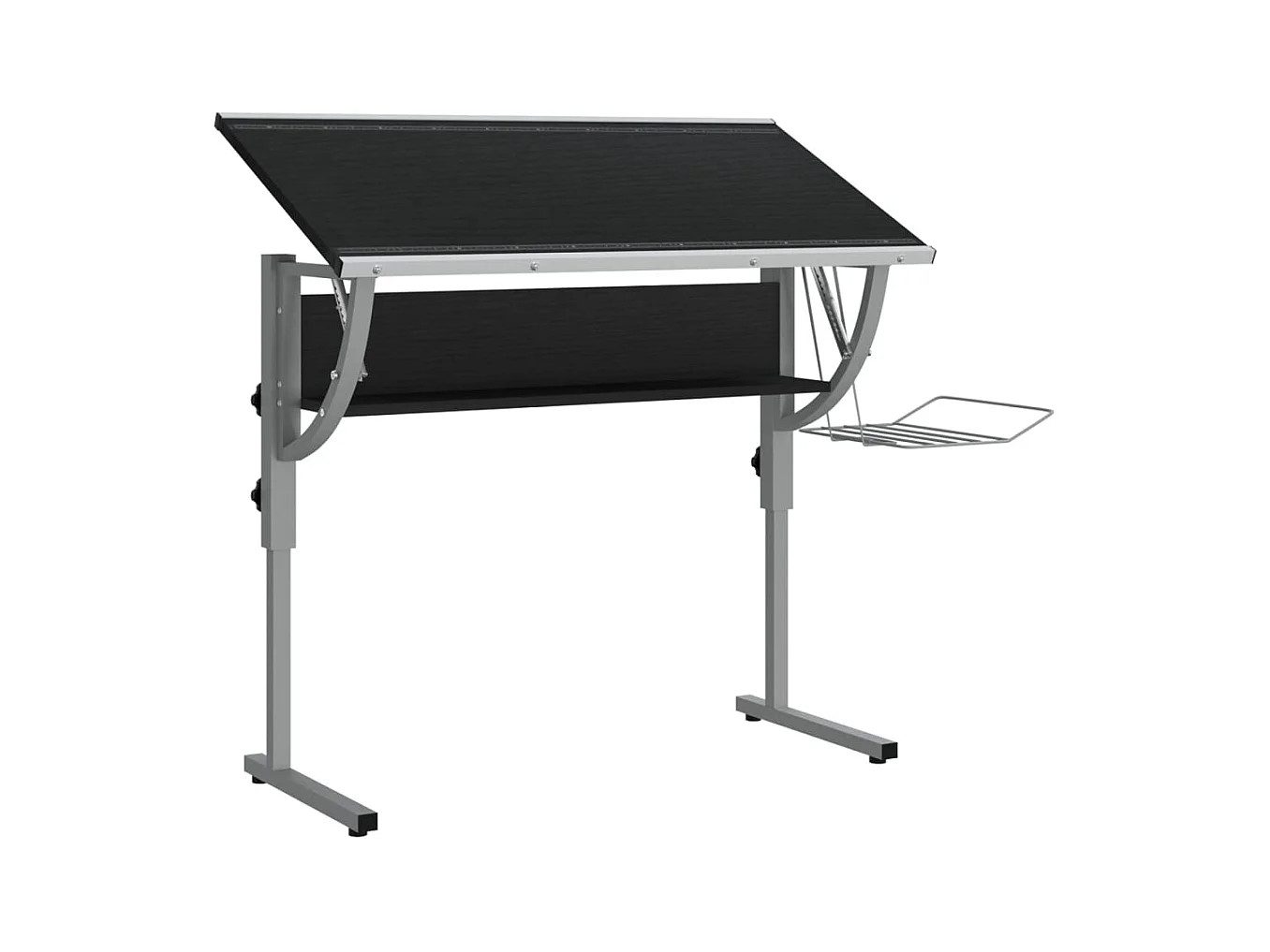 Escritorio de manualidades negro y gris 110x53x(58-87) cm