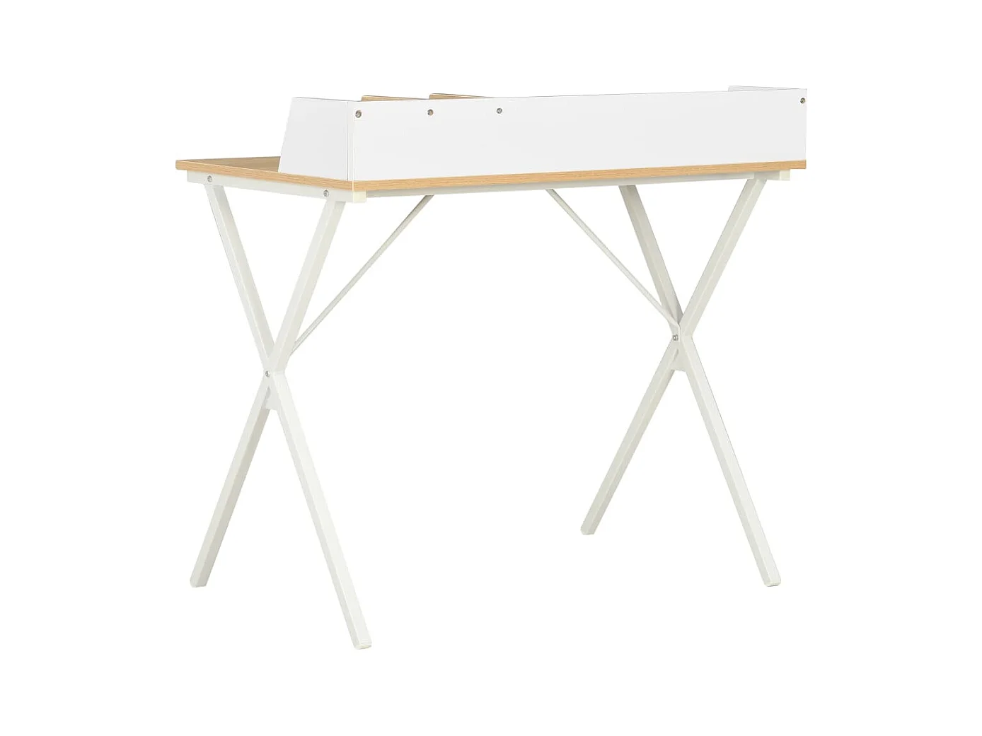 Escritorio blanco y natural 80x50x84 cm