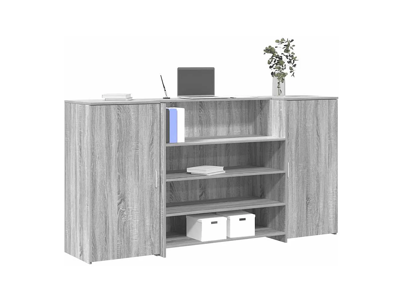 Bureau de réception sonoma gris 200x50x103,5 cm bois ingénierie