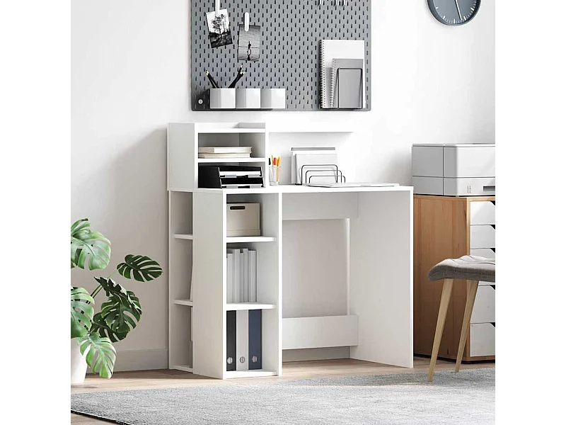 Bureau avec rangement avec étagère Blanc 90 x 48 x 101,5 cm