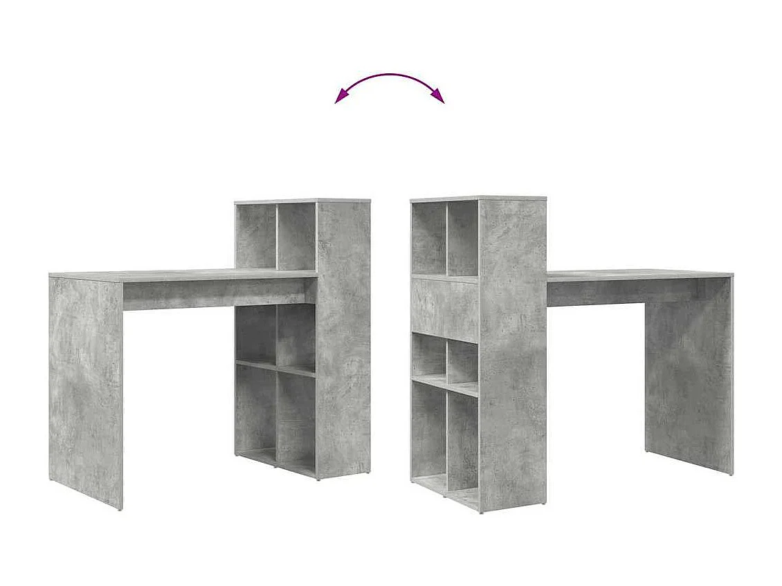 Bureau Gris béton 108 x 55 x 103,5 cm Bois d'ingénierie