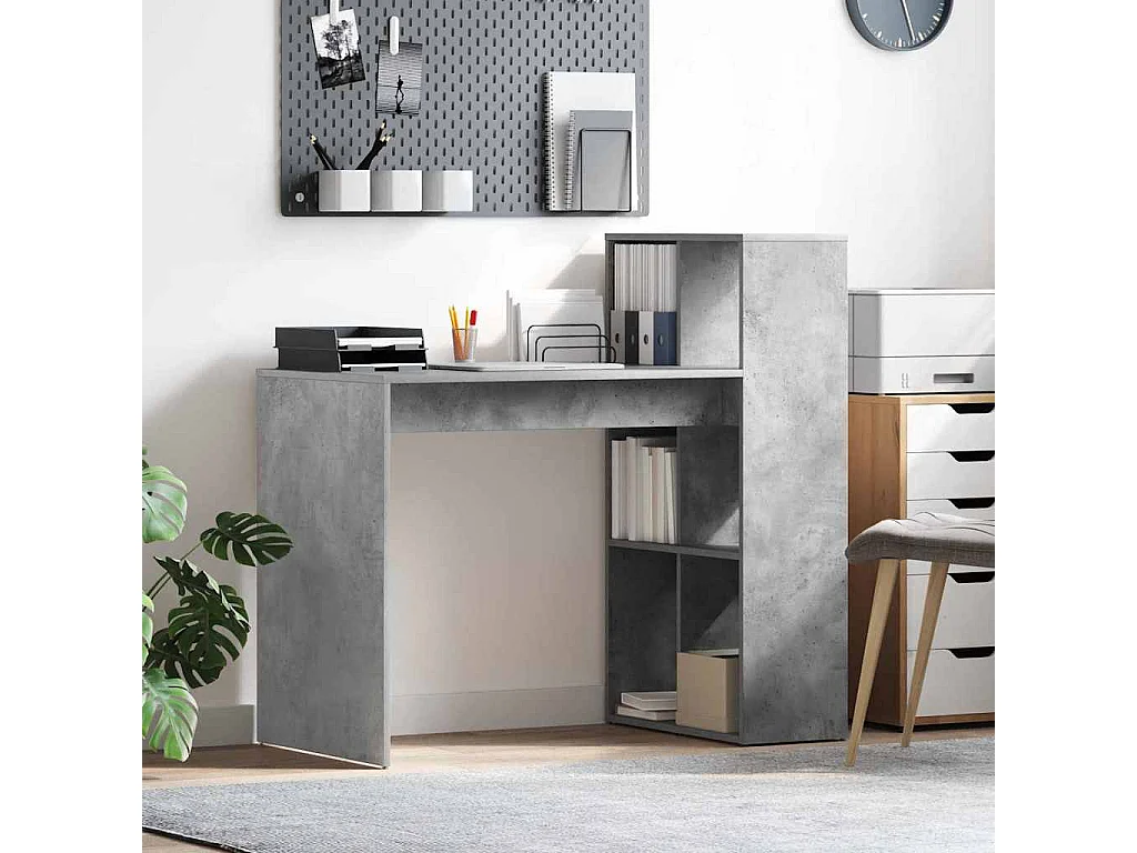 Betongrauer Schreibtisch 108 x 55 x 103,5 cm Holzwerkstoff
