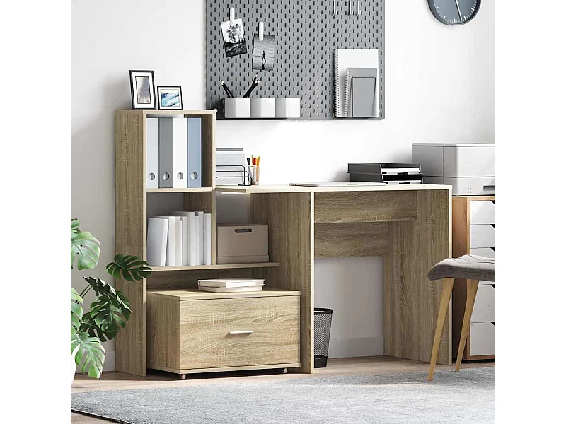 Bureau Chêne sonoma 131,5 x 50 x 106,5 cm Bois d'ingénierie