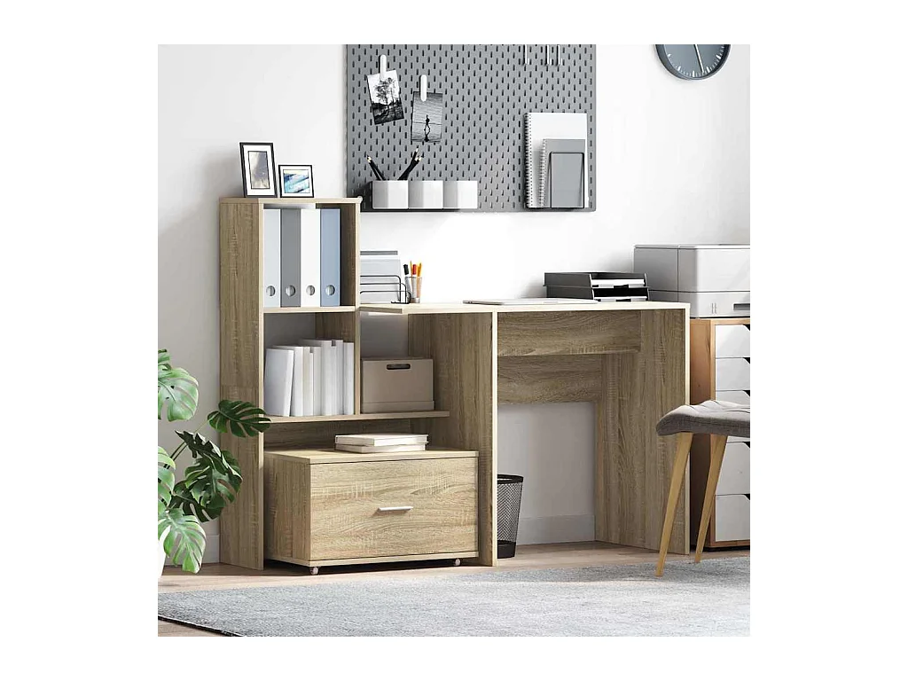 Bureau Chêne sonoma 131,5 x 50 x 106,5 cm Bois d'ingénierie