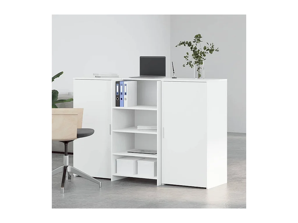 Bureau de réception blanc 155x50x103,5 cm bois d'ingénierie