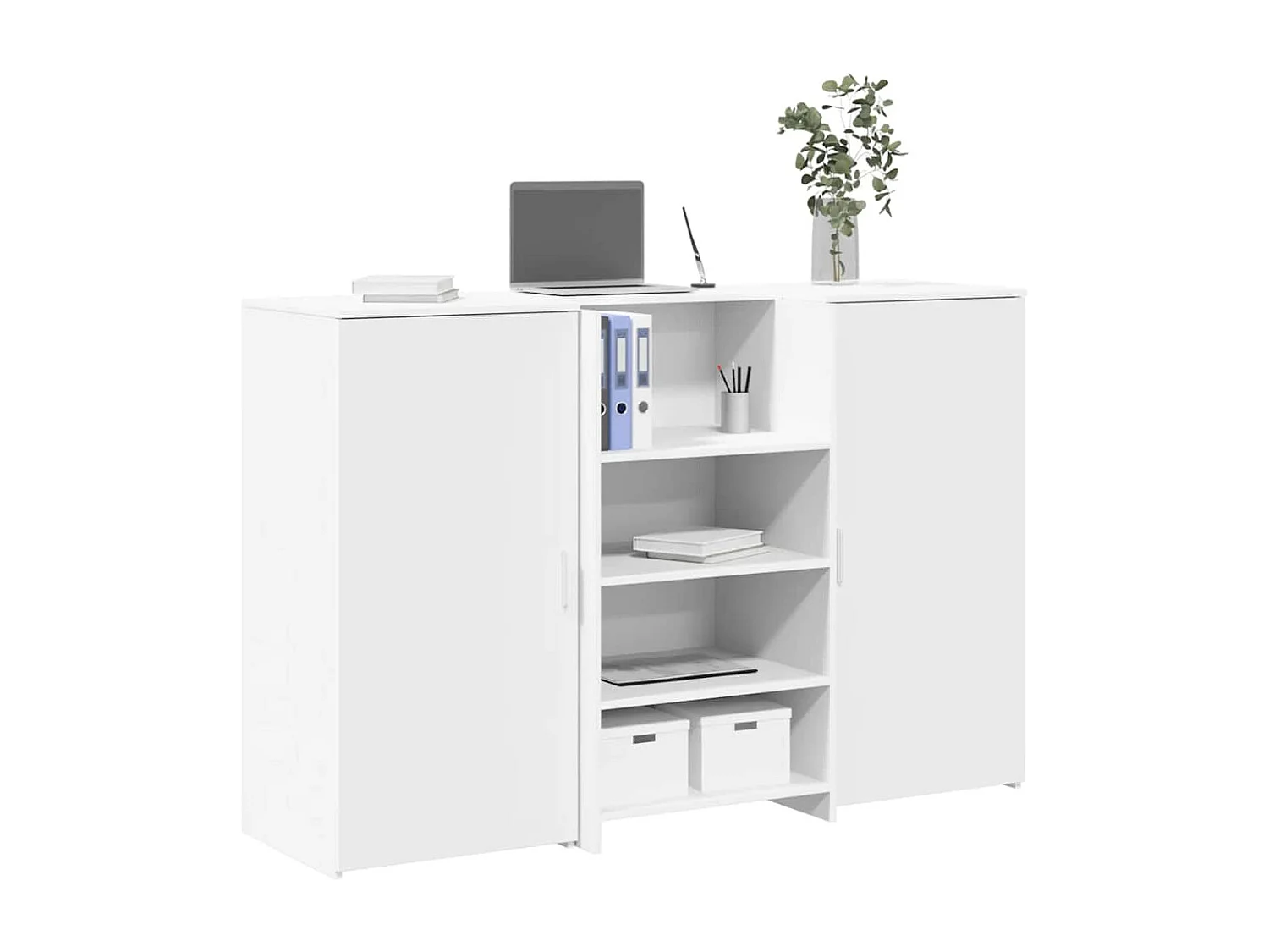 Bureau de réception blanc 155x50x103,5 cm bois d'ingénierie