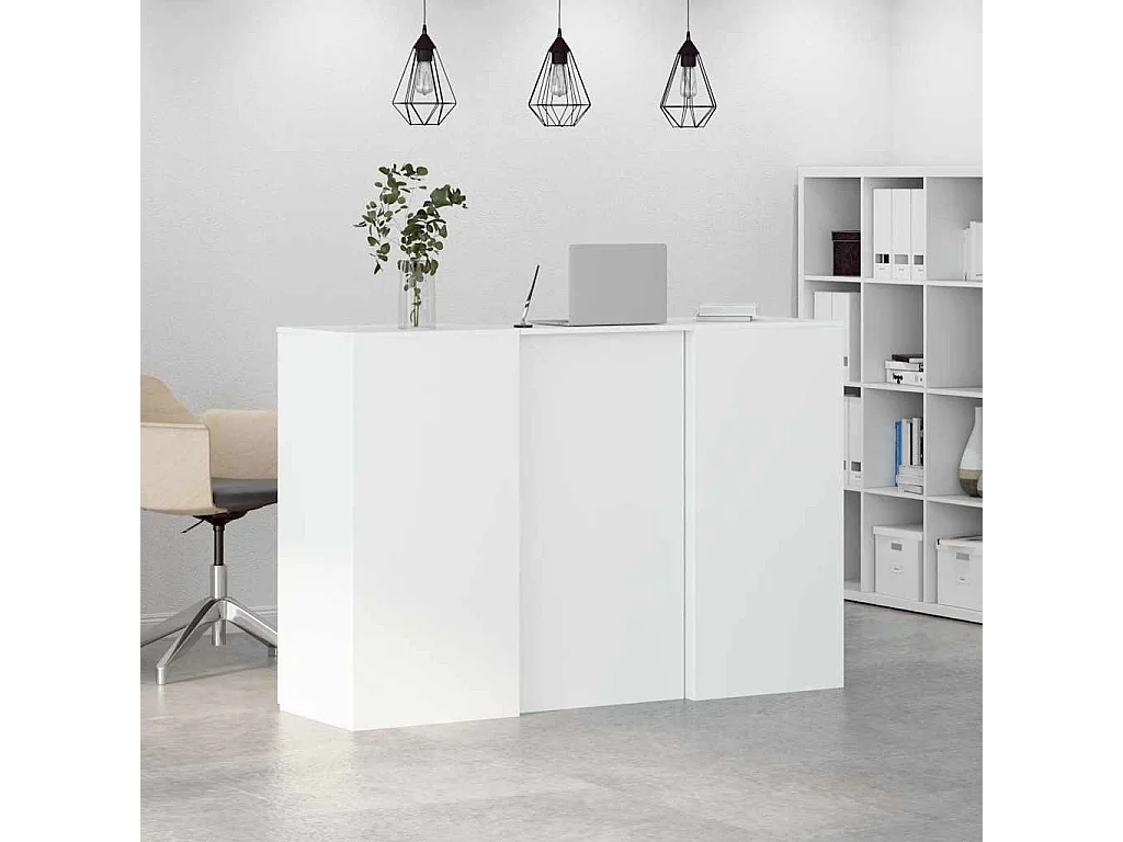 Bureau de réception blanc 155x50x103,5 cm bois d'ingénierie