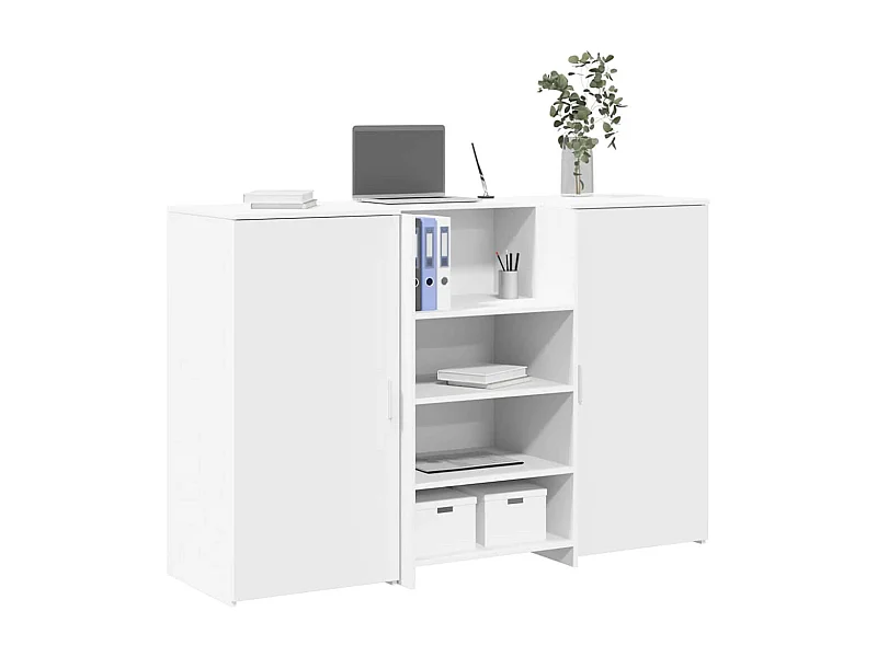 Bureau de réception blanc 155x50x103,5 cm bois d'ingénierie