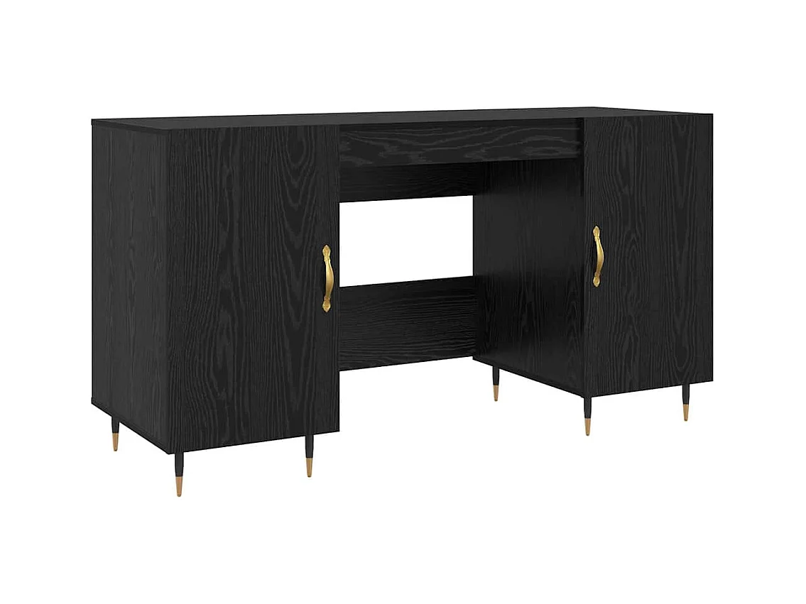 Bureau avec porte Chêne noir 140 x 50 x 75 cm Bois d'ingénierie