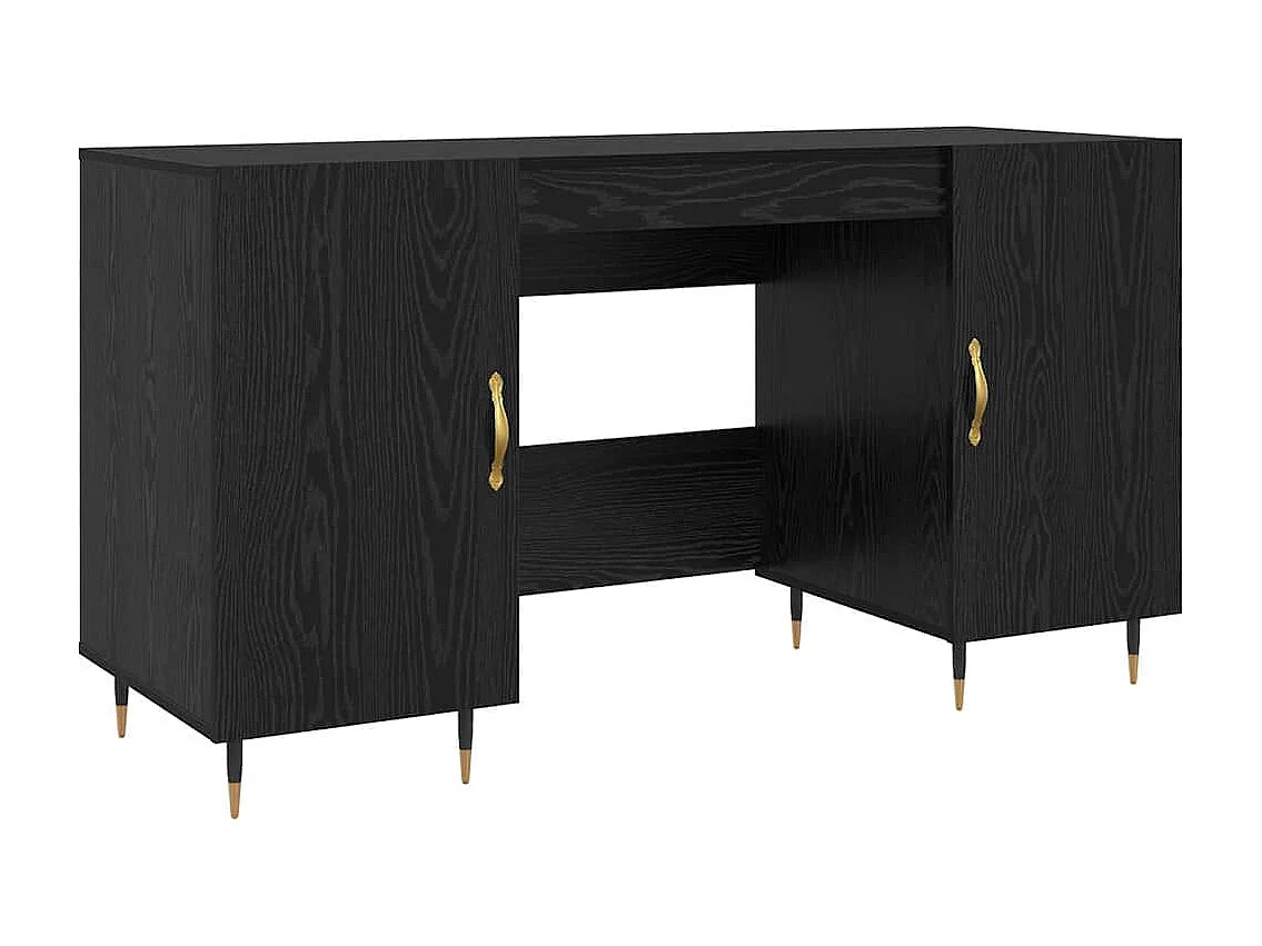 Bureau avec porte Chêne noir 140 x 50 x 75 cm Bois d'ingénierie