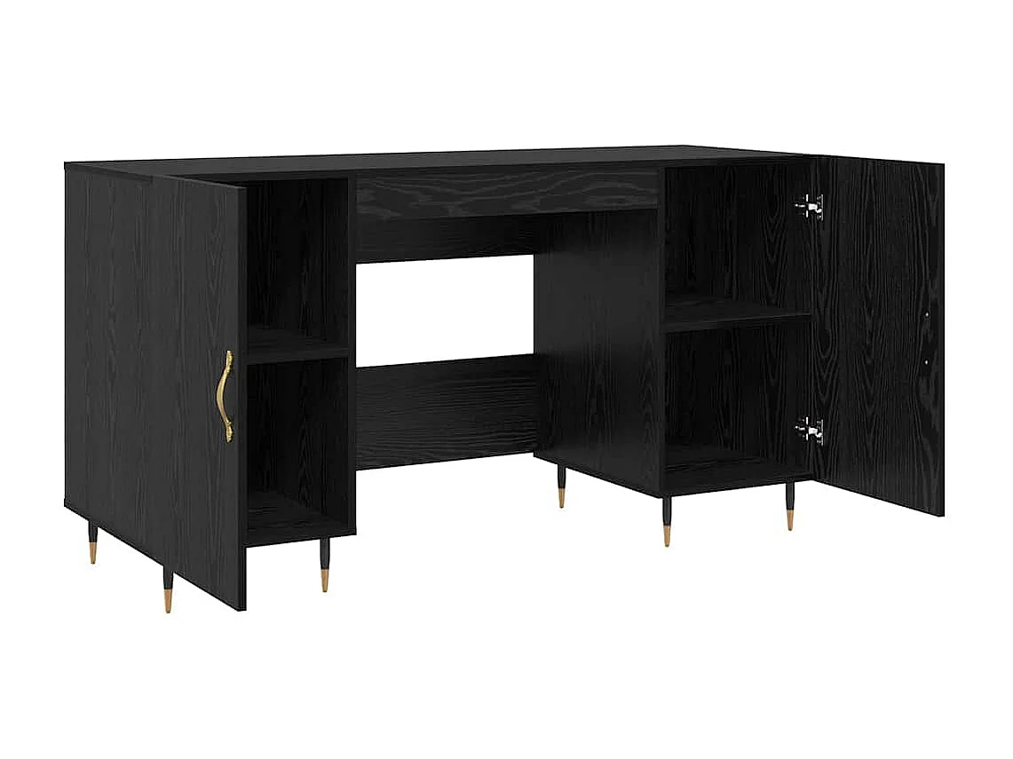 Bureau avec porte Chêne noir 140 x 50 x 75 cm Bois d'ingénierie