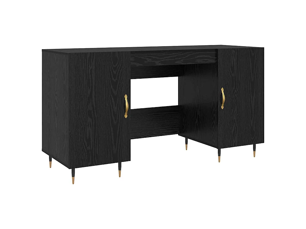 Scrivania con anta Rovere nero 140 x 50 x 75 cm Legno ingegnerizzato