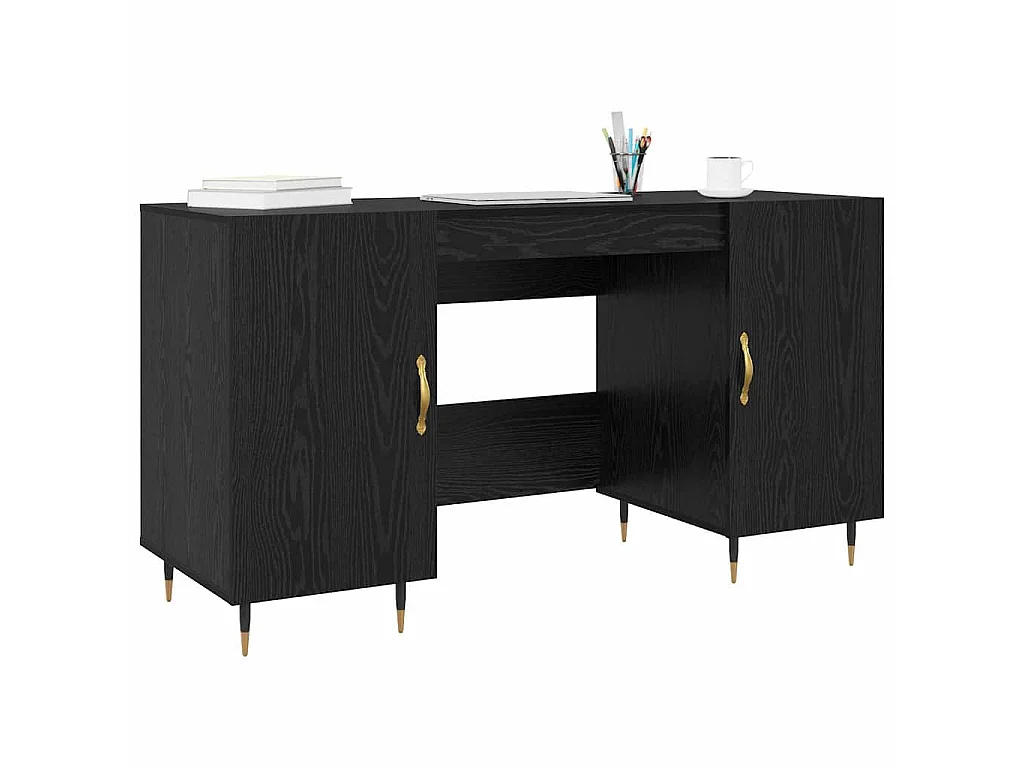 Scrivania con anta Rovere nero 140 x 50 x 75 cm Legno ingegnerizzato