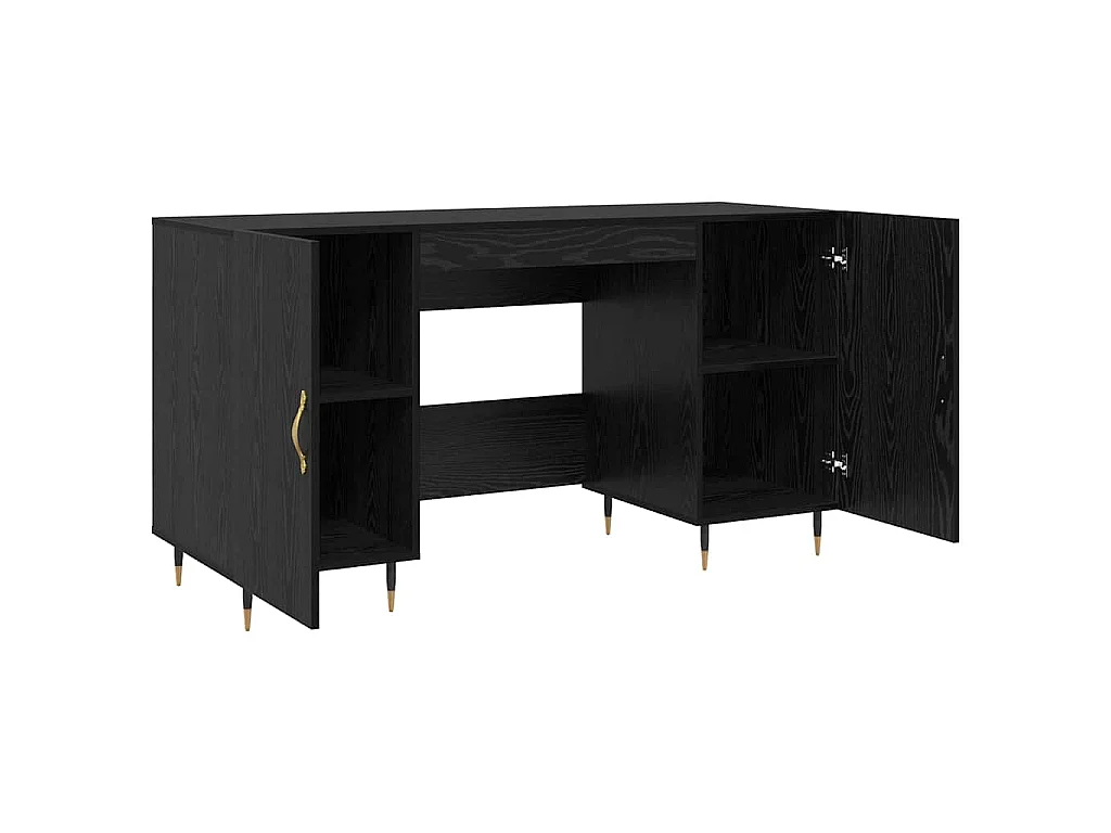 Scrivania con anta Rovere nero 140 x 50 x 75 cm Legno ingegnerizzato