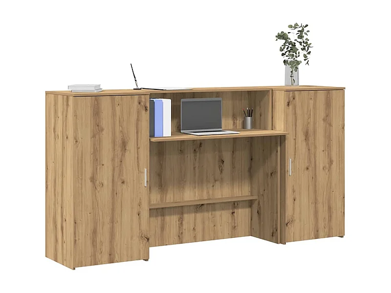 Bureau réception chêne artisanal 200x50x103,5cm bois ingénierie