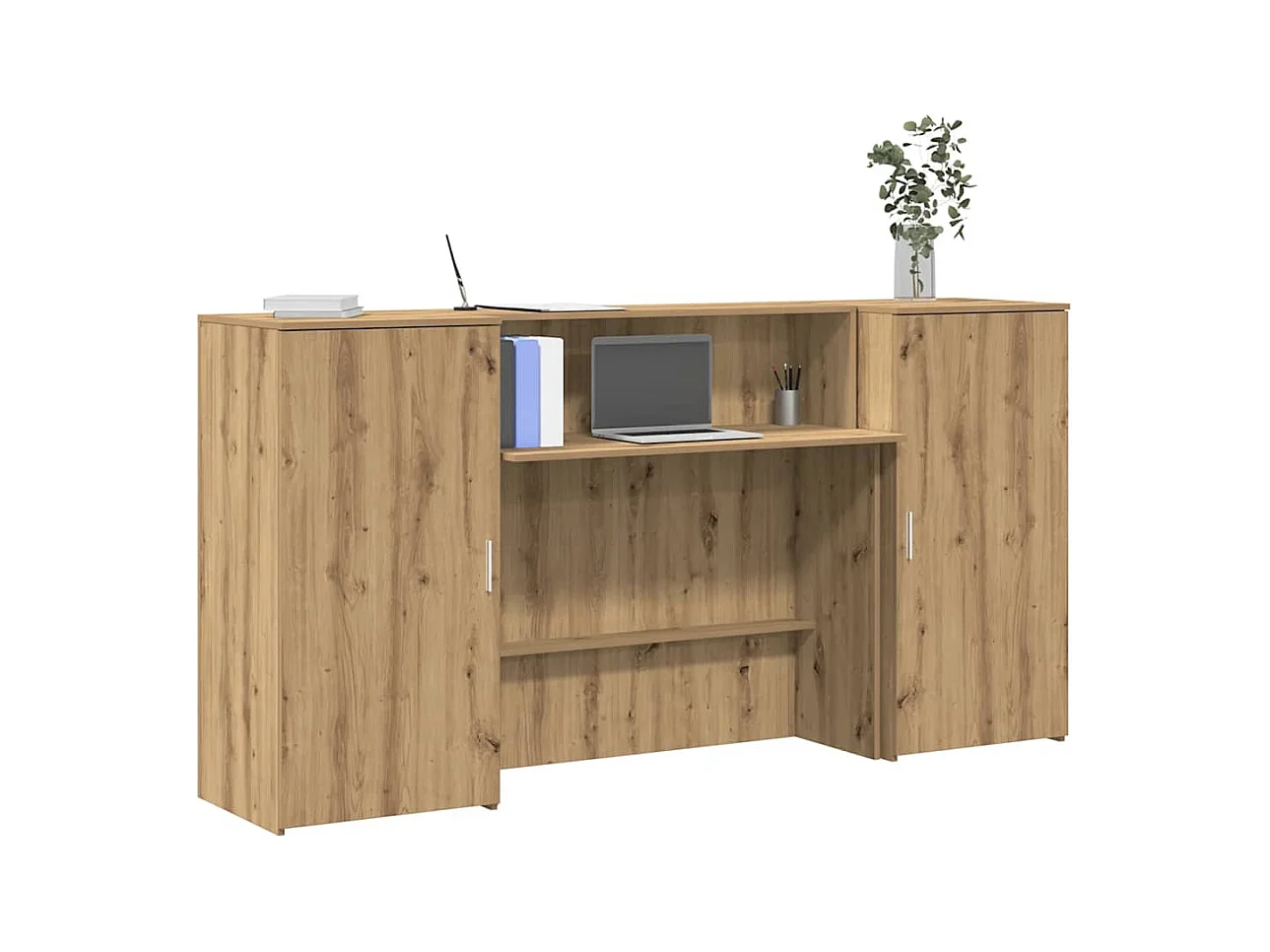 Bureau réception chêne artisanal 200x50x103,5cm bois ingénierie