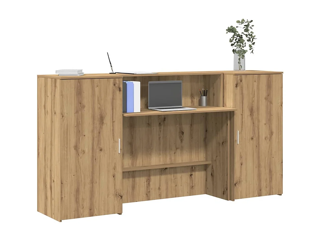 Bureau réception chêne artisanal 200x50x103,5cm bois ingénierie