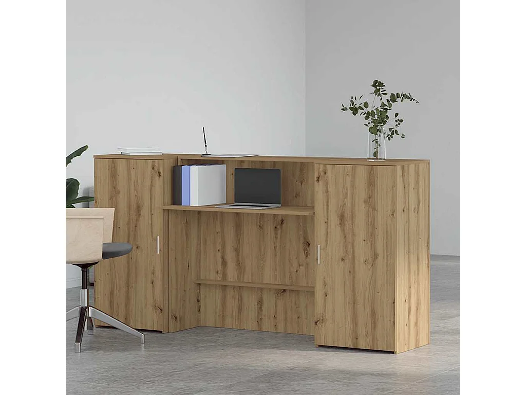 Bureau réception chêne artisanal 200x50x103,5cm bois ingénierie