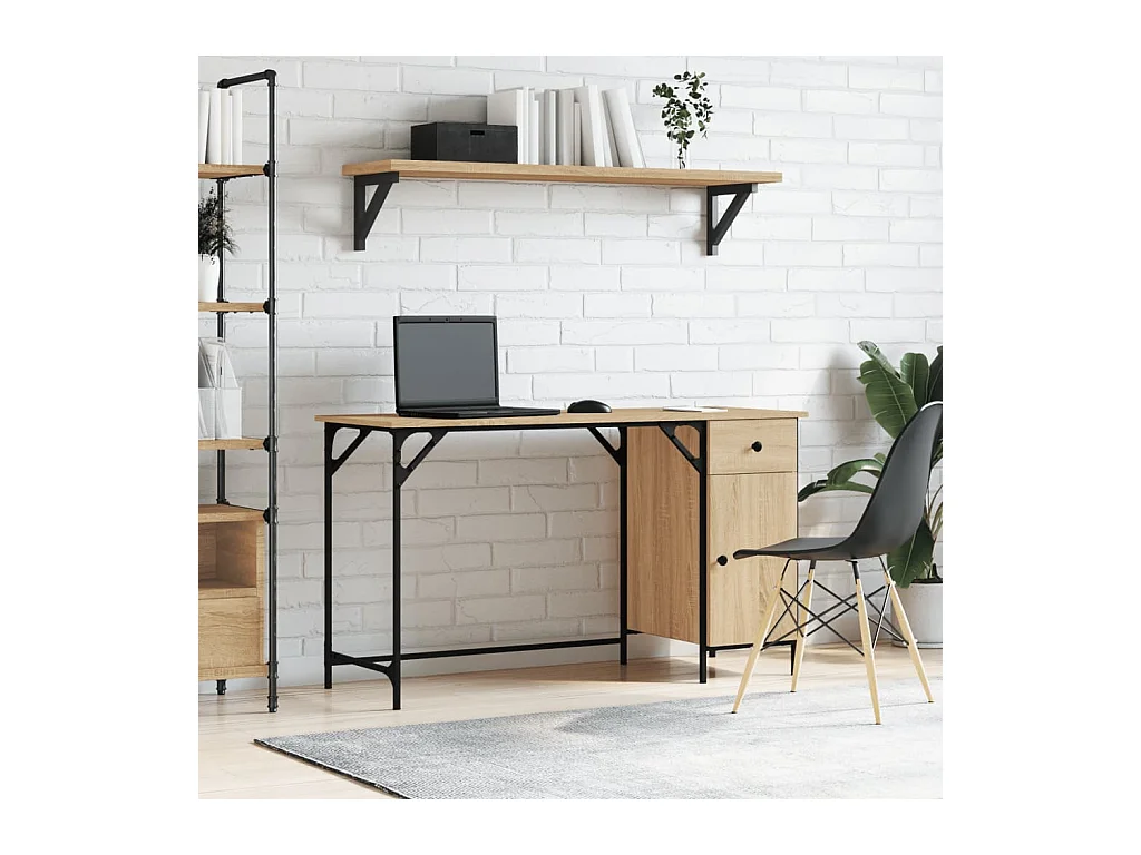 Scrivania per computer in rovere Sonoma 131x48x75 cm in legno ingegnerizzato