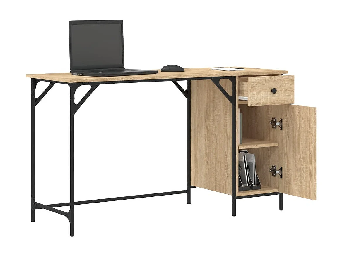 Bureau d'ordinateur chêne sonoma 131x48x75 cm bois d’ingénierie