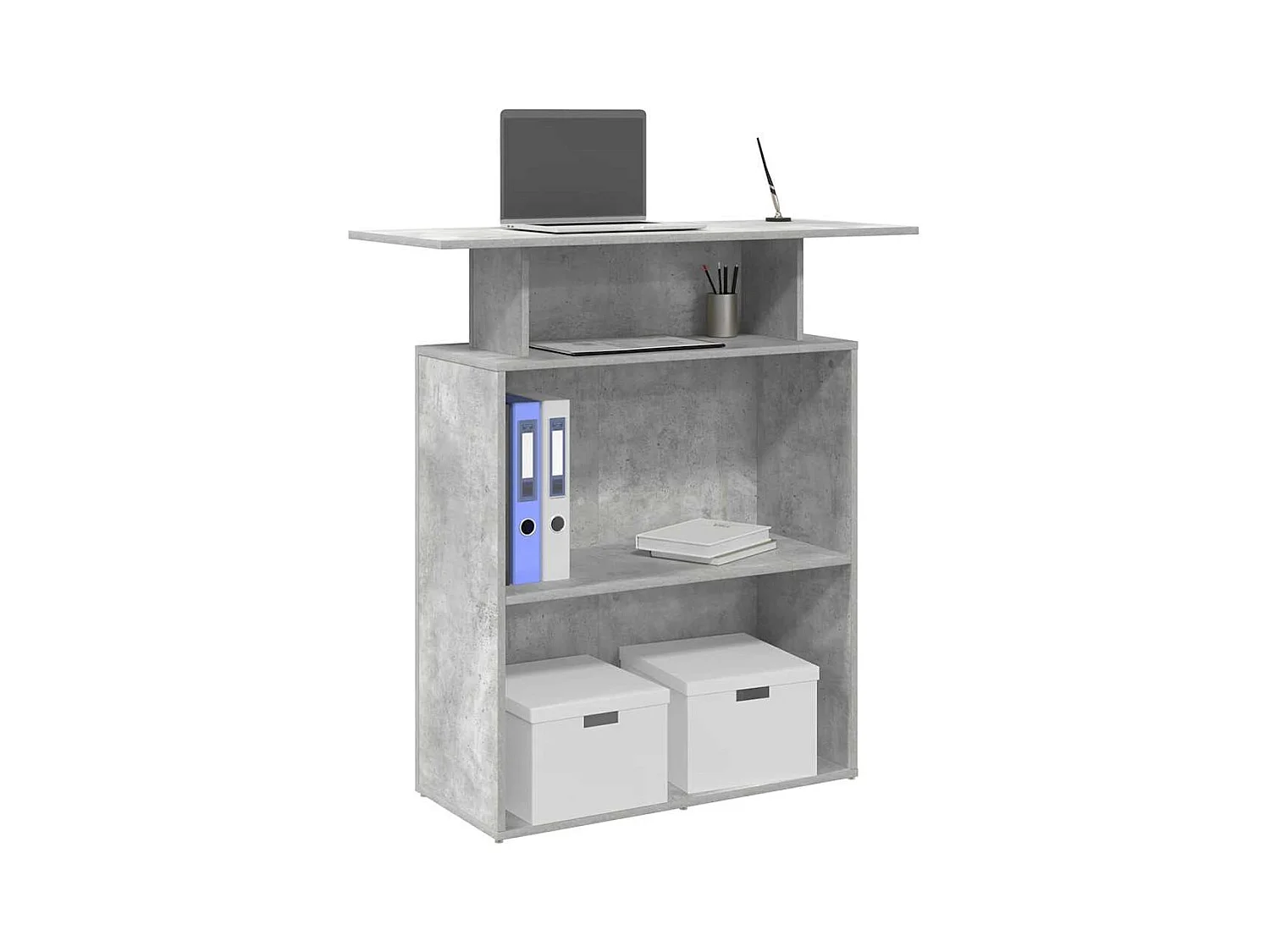 Bureau de réception gris béton 100x40x104 bois d'ingénierie