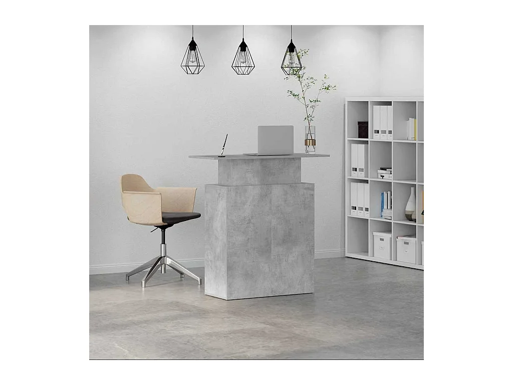Bureau de réception gris béton 100x40x104 bois d'ingénierie