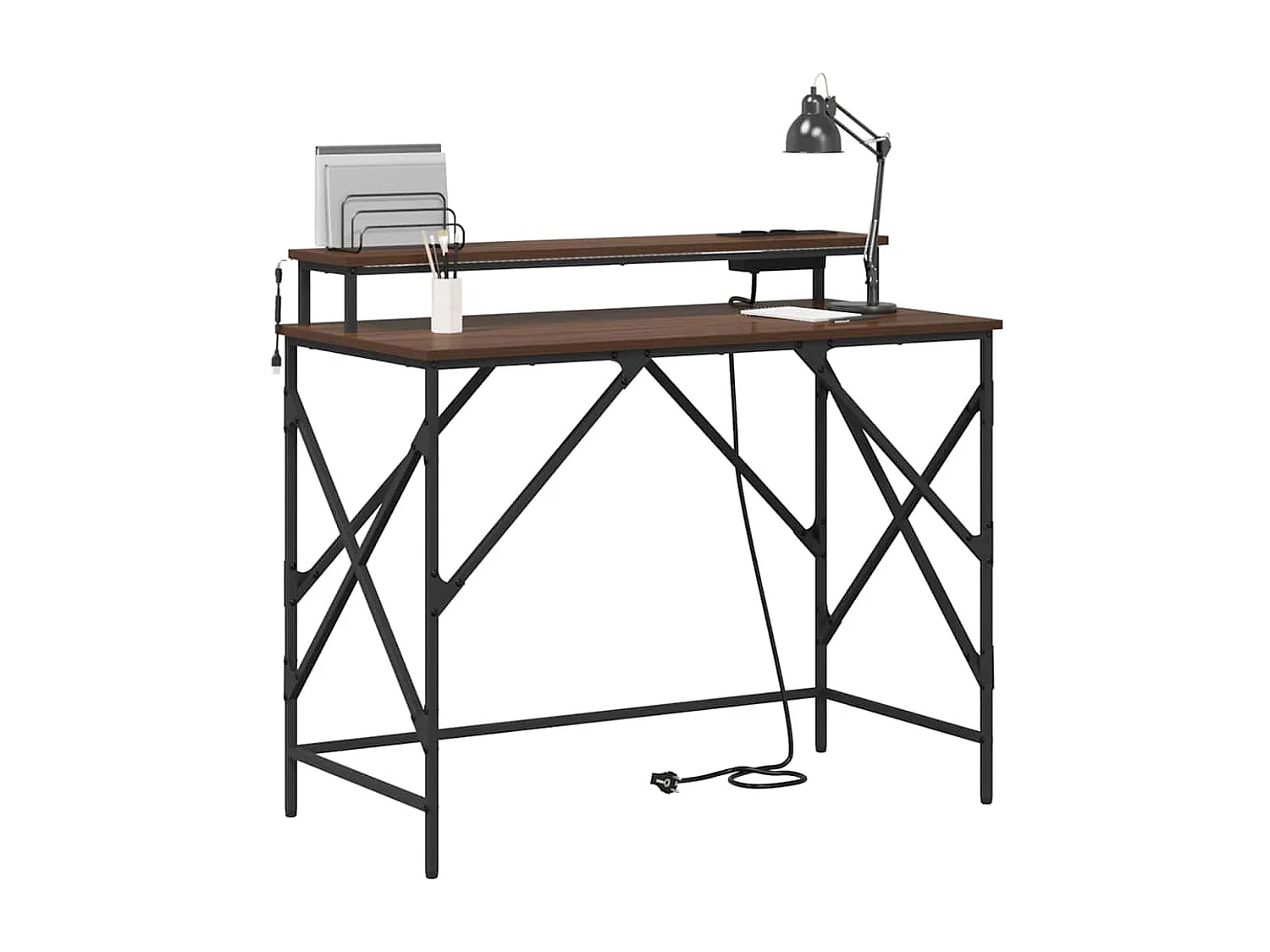 Bruin eiken bureau 100 x 50 x 86,5 cm bewerkt hout