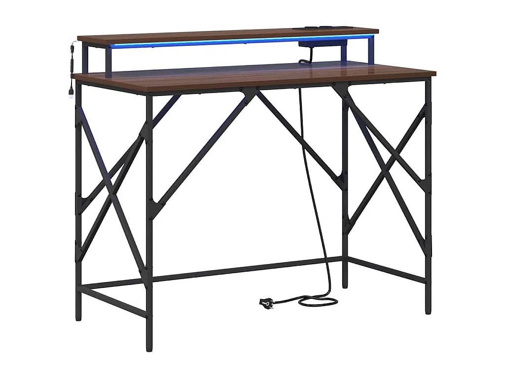 Bruin eiken bureau 100 x 50 x 86,5 cm bewerkt hout