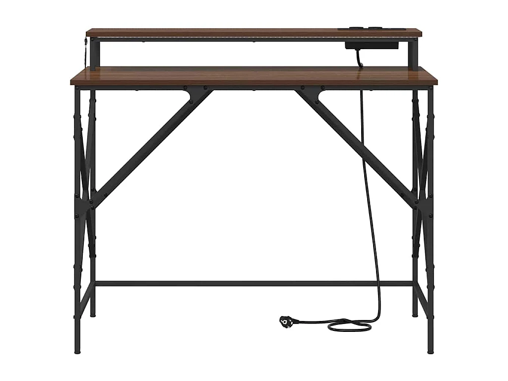 Bruin eiken bureau 100 x 50 x 86,5 cm bewerkt hout