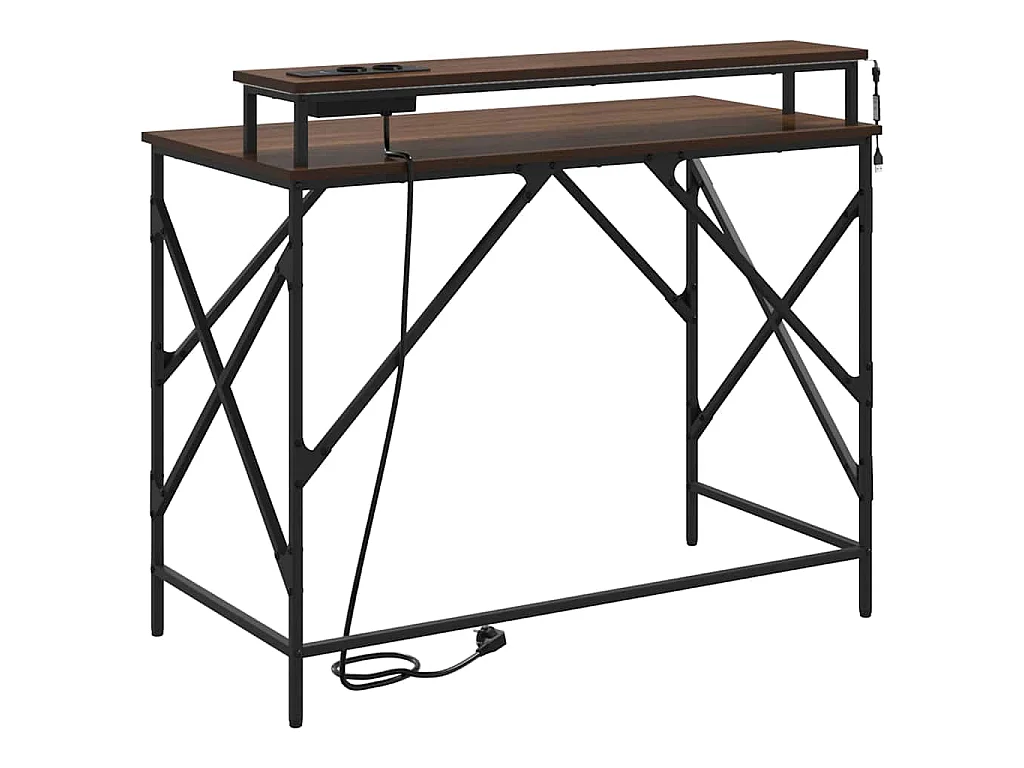 Bruin eiken bureau 100 x 50 x 86,5 cm bewerkt hout
