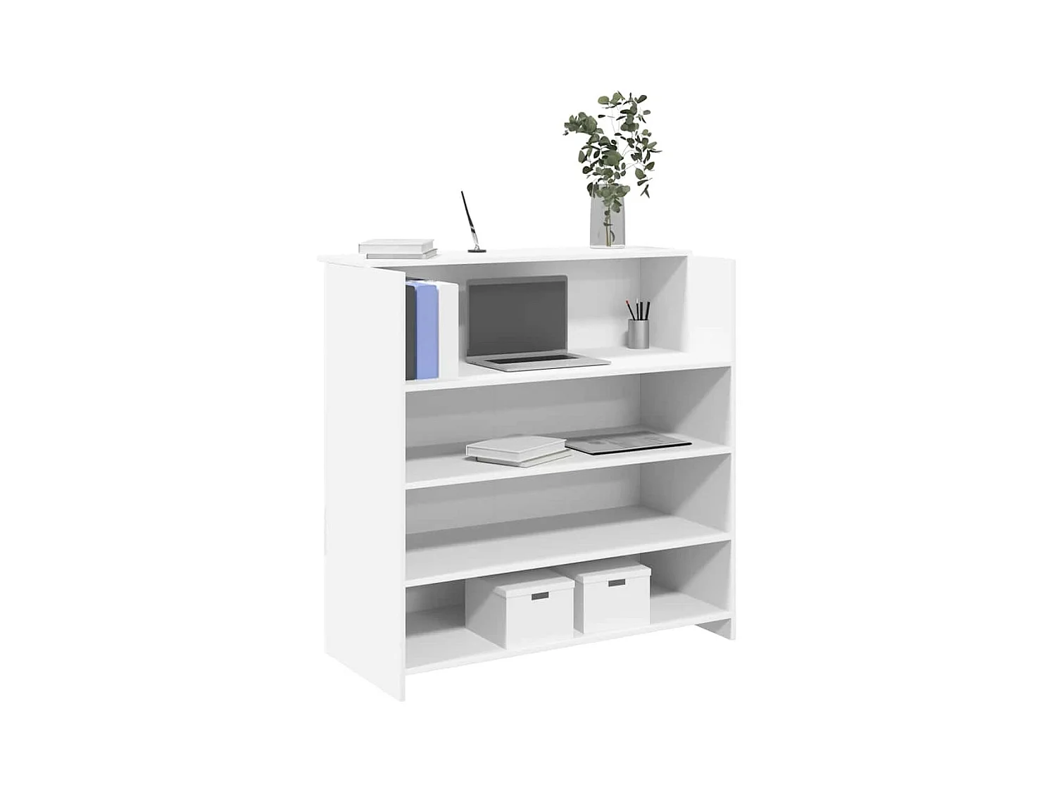 Bureau de réception blanc 100x50x103,5 cm bois d'ingénierie