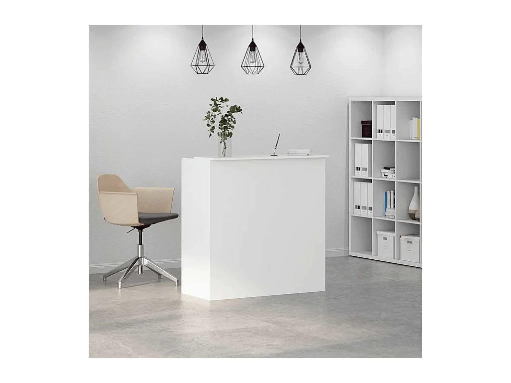 Bureau de réception blanc 100x50x103,5 cm bois d'ingénierie