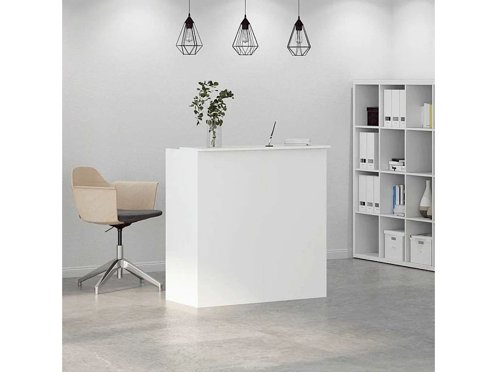Bureau de réception blanc 100x50x103,5 cm bois d'ingénierie