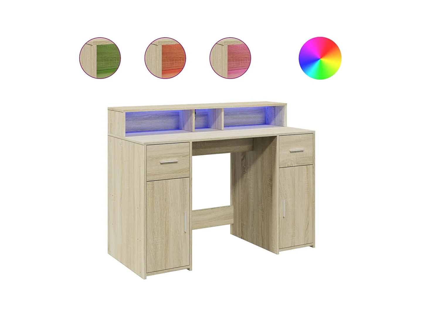 Bureau met LED-verlichting Sonoma eiken bewerkt hout