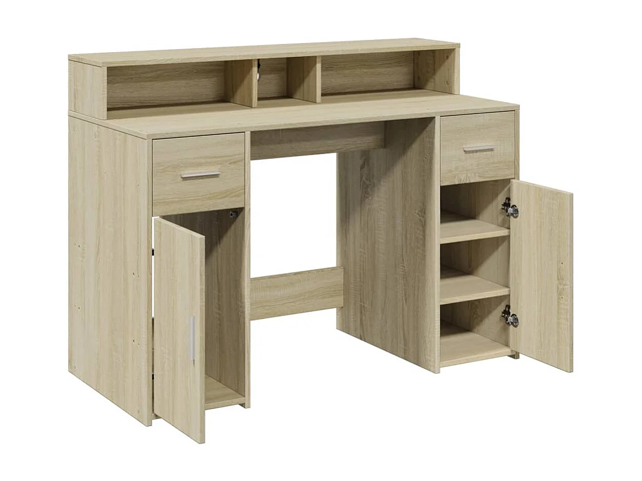 Bureau met LED-verlichting Sonoma eiken bewerkt hout