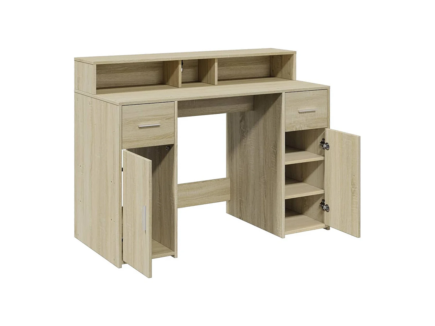 Scrivania con luci a LED in legno ingegnerizzato rovere Sonoma