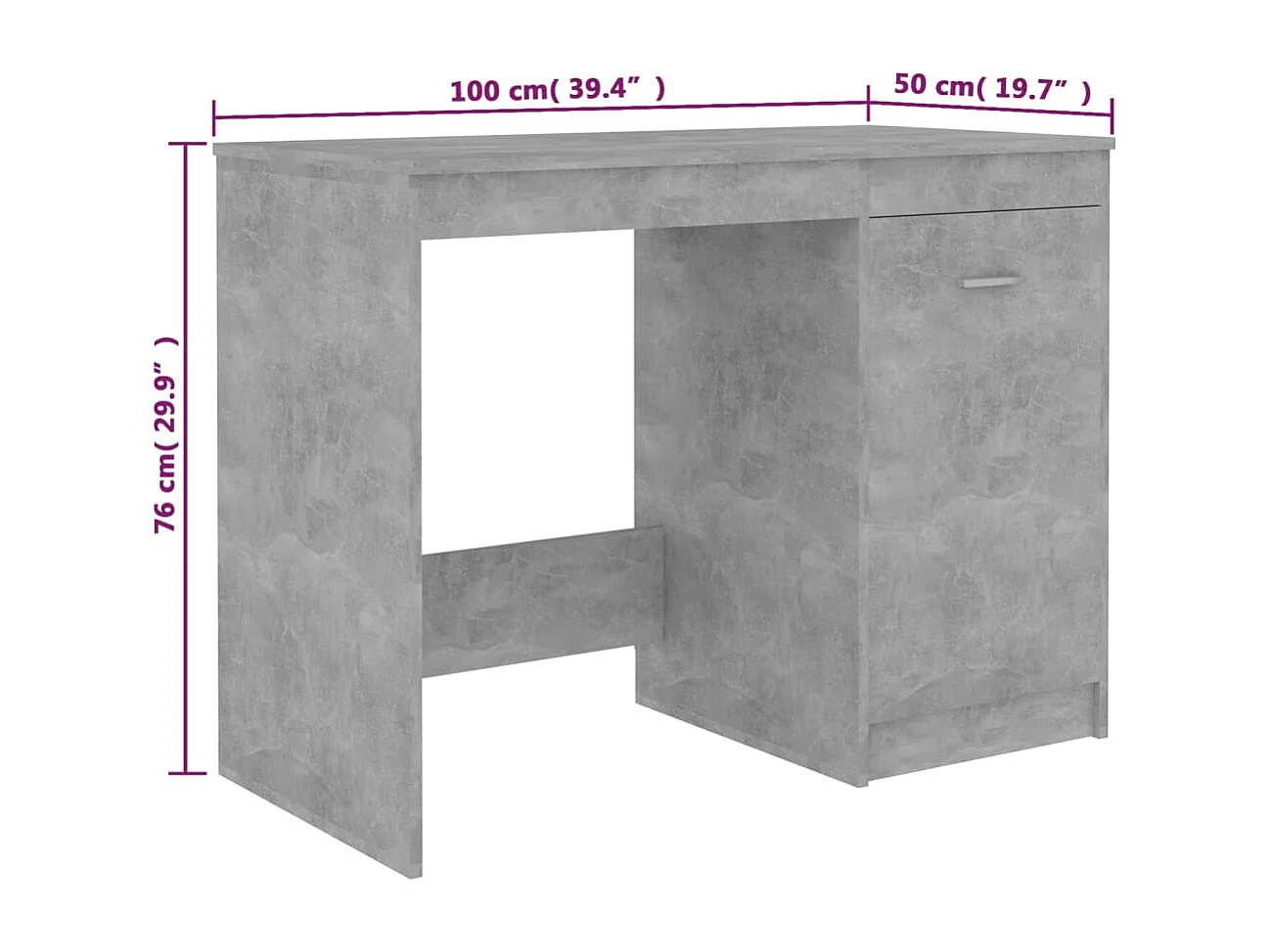 Escritorio de hormigón gris 100x50x76 cm Madera de ingeniería