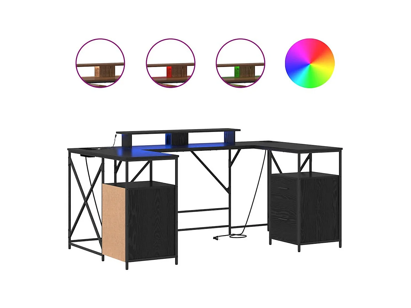 Scrivania in rovere nero 182 x 101 x 87,5 cm in legno ingegnerizzato