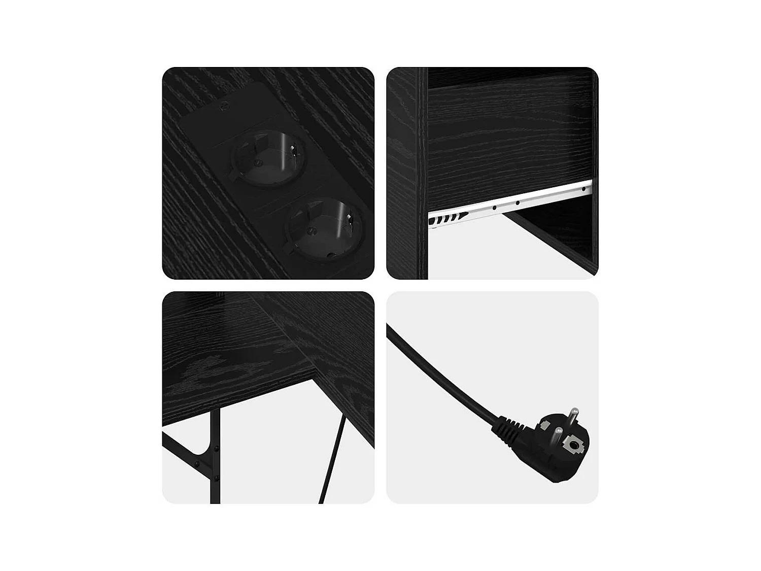 Scrivania in rovere nero 182 x 101 x 87,5 cm in legno ingegnerizzato