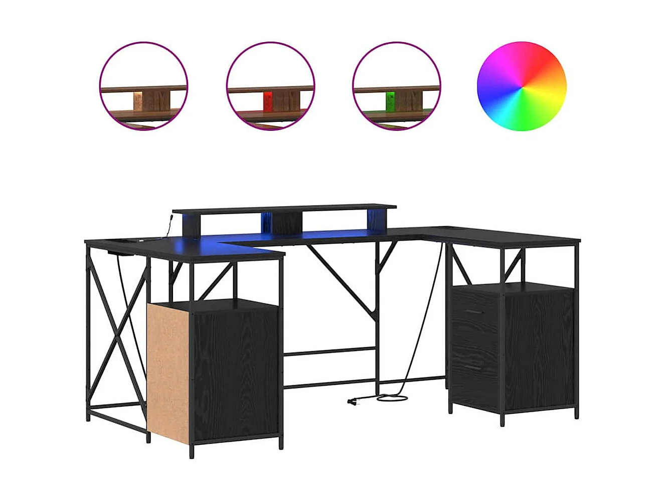 Escritorio de roble negro 182 x 101 x 87,5 cm Madera de ingeniería