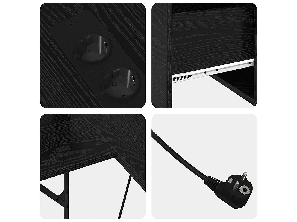 Scrivania in rovere nero 182 x 101 x 87,5 cm in legno ingegnerizzato