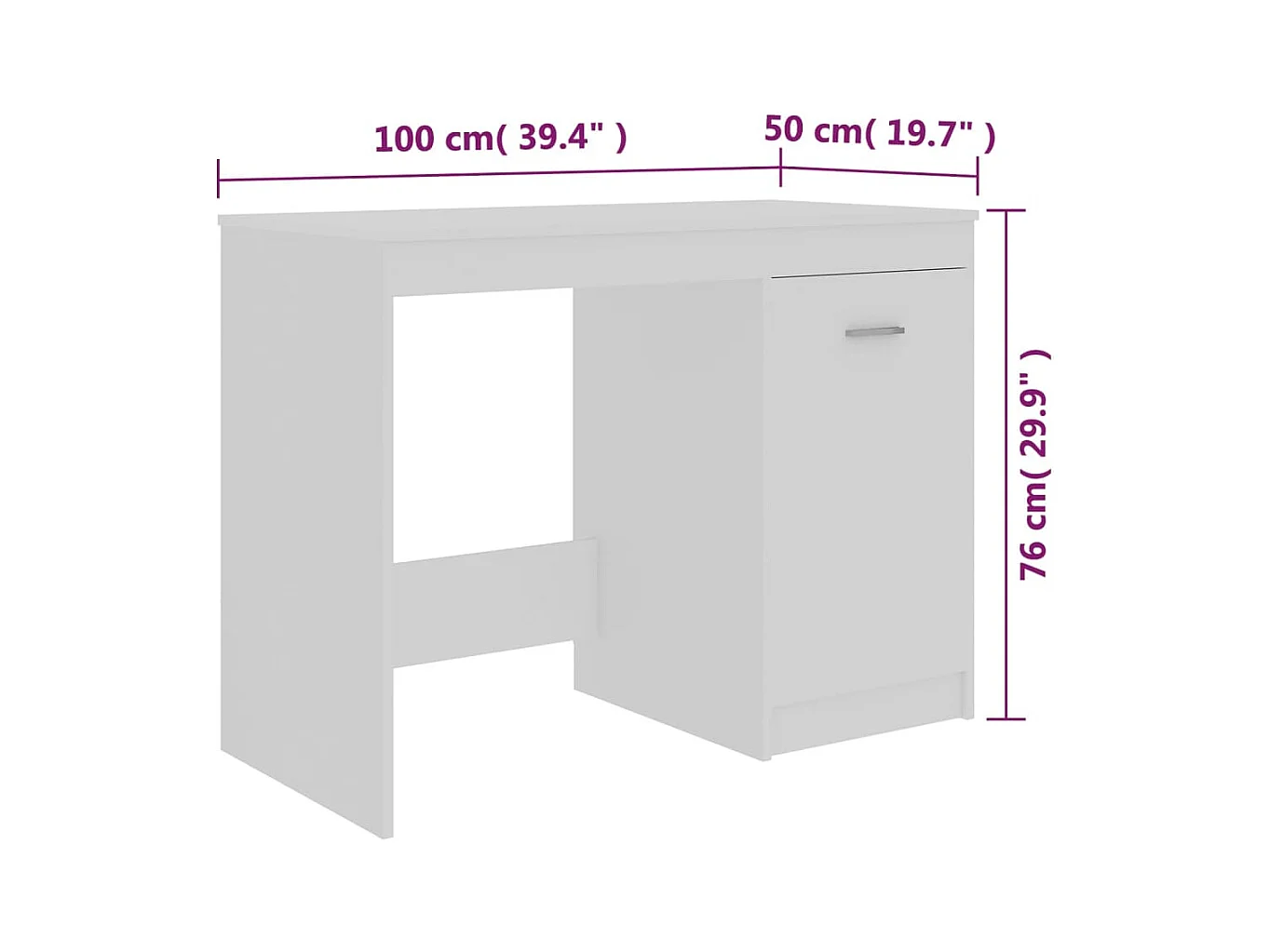 Escritorio blanco 100x50x76 cm Madera de ingeniería