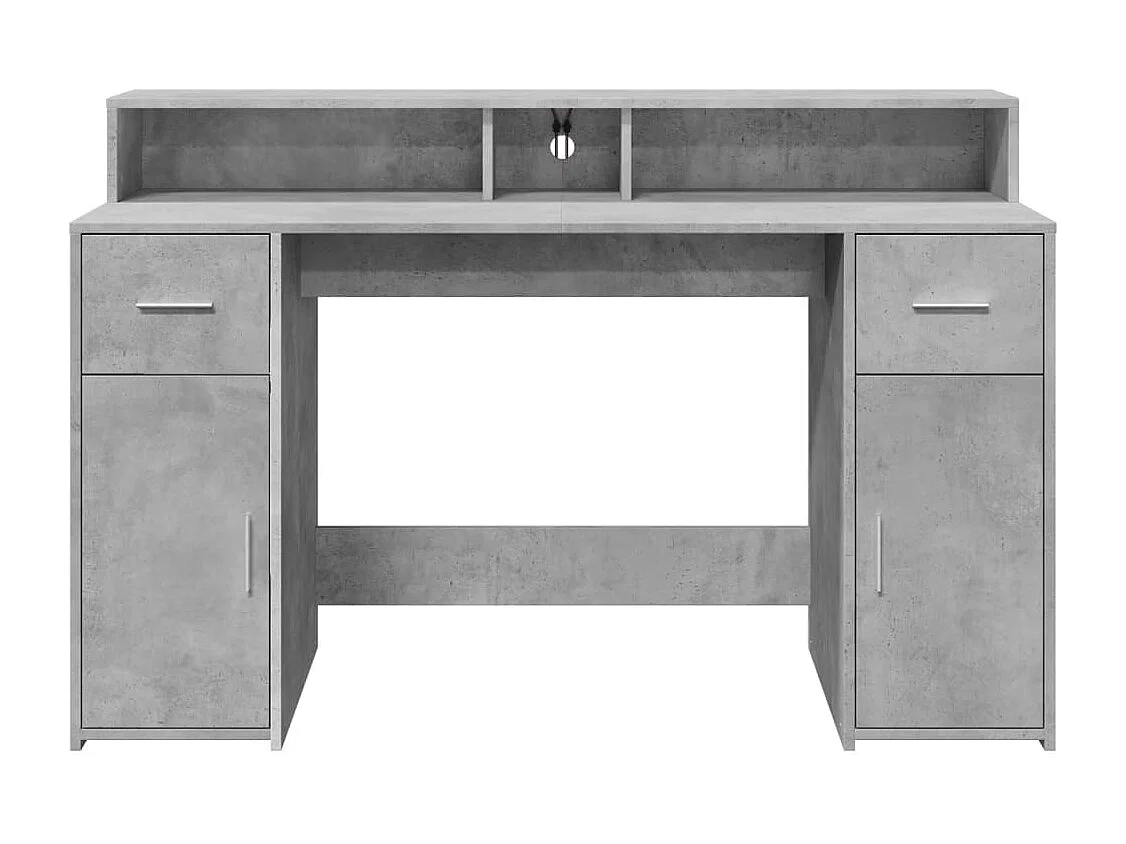 Escritorio de hormigón gris y luces LED 140x55x91cm madera de ingeniería