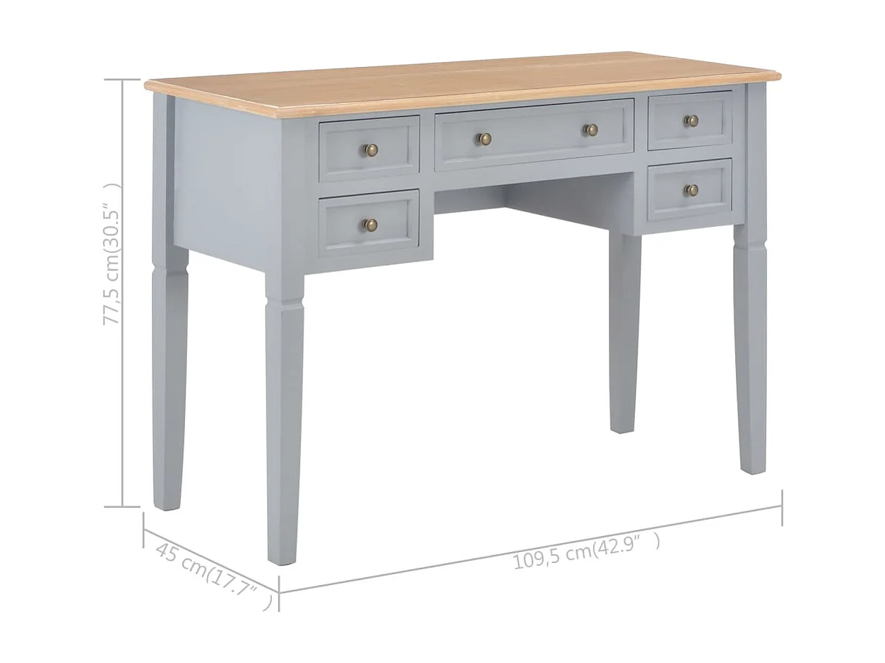 Bureau Gris 109,5 x 45 x 77,5 cm Bois