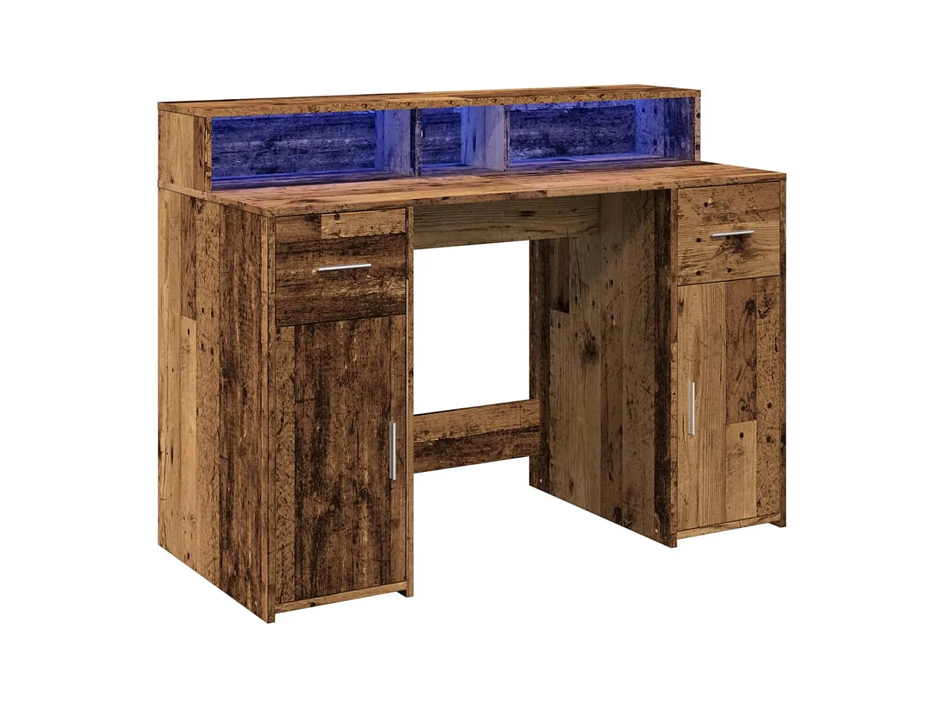 Escritorio con luces LED madera vieja madera de ingeniería