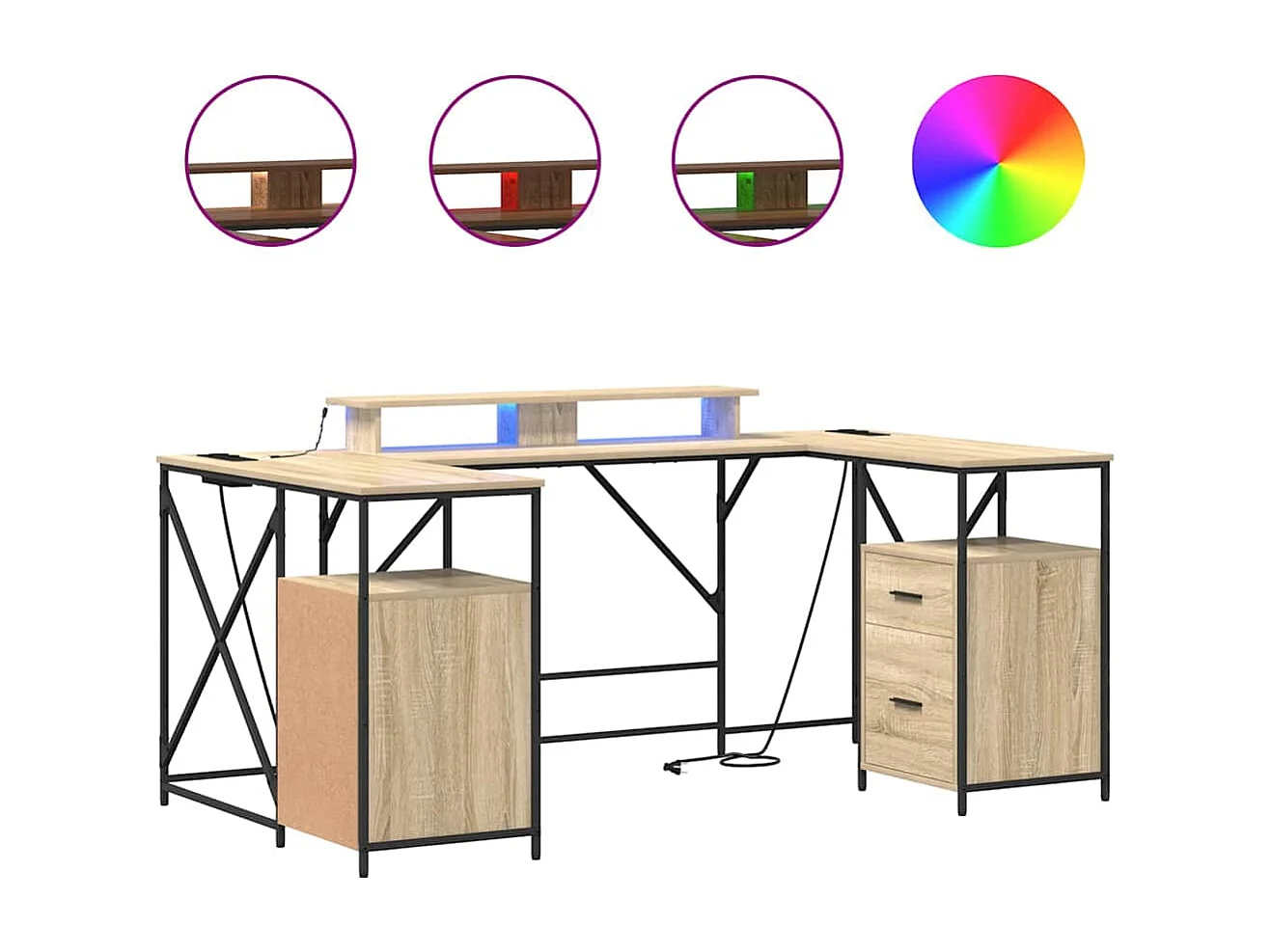 Escritorio de roble Sonoma 182 x 101 x 87,5 cm Madera de ingeniería